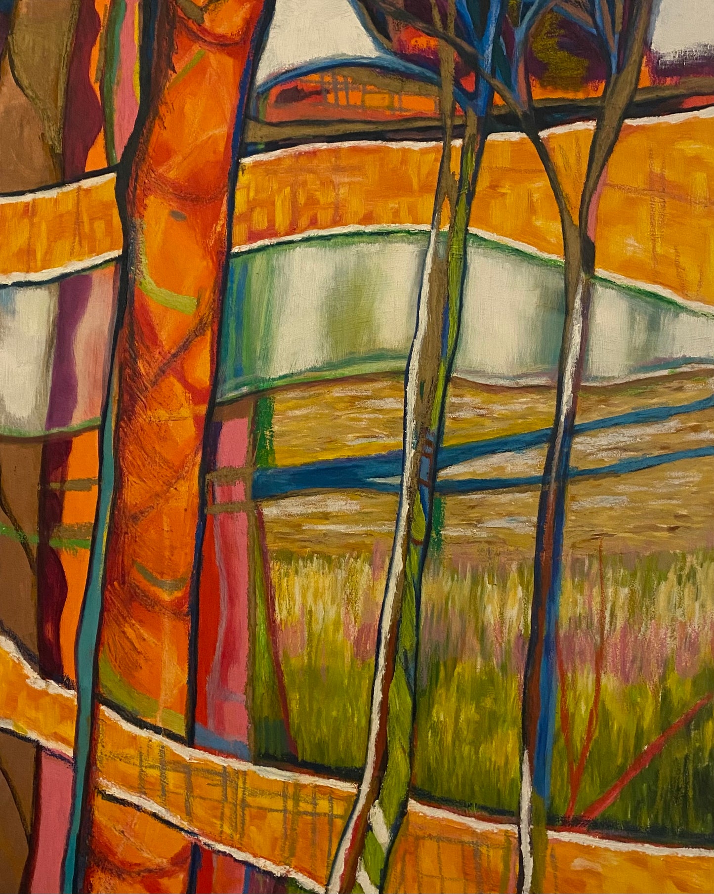 By the Ravine, Oil on Canvas, 30x24 inches each: (Vertical Triptych=x3 canvases) Circa 2022