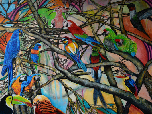Birds of Paradise, Oil on Gallery Canvas, 36x48 inches