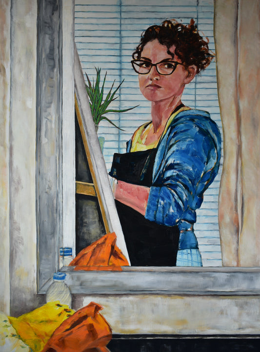 Miroir dans L'Atelier (Auto-Portrait), Oil on Gallery Canvas, 48x36 inches