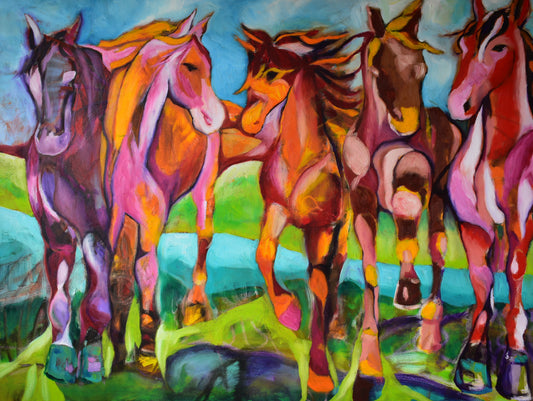 Horse Herd, Oil on Gallery Canvas, 36x48 inches