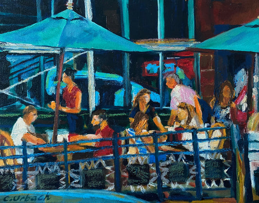 À Côté de Rue Ste. Catherine, Montréal, Oil on Canvas, 11x14 inches