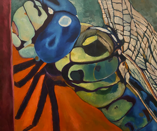 Blue Dragonfly, Oil on Canvas, 30x36 inches, circa 2018