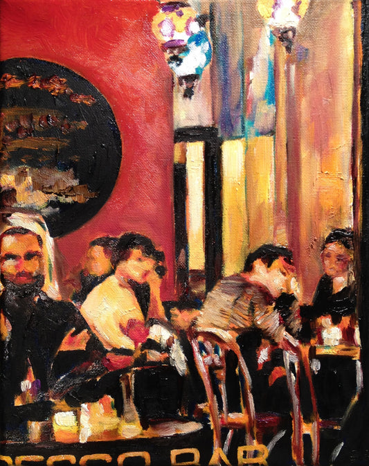 Espresso Bar, Oil on Gallery Canvas, 10x8 inches