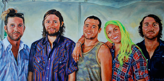 Family of the Year, Ottawa Bluesfest 2013, Oil on Regular Canvas, 18x36 inches