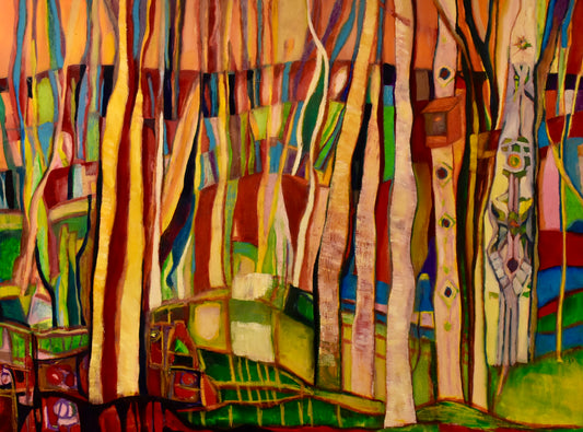 Backyard Trees, Oil on Gallery Canvas, 36x48 inches