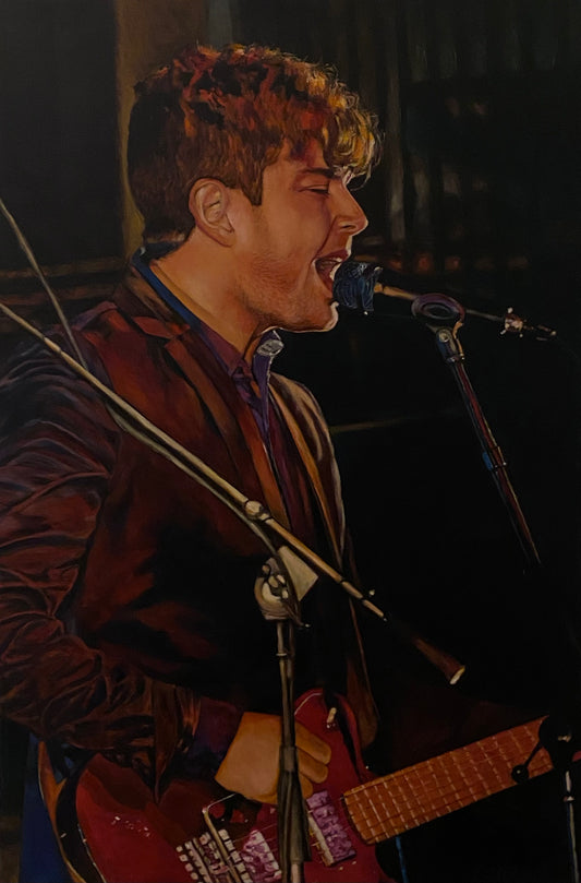 Max Kerman, Arkells Concert NYE 2012,  Sparks St. Ottawa, Oil on Gallery Canvas, 36x24 inches