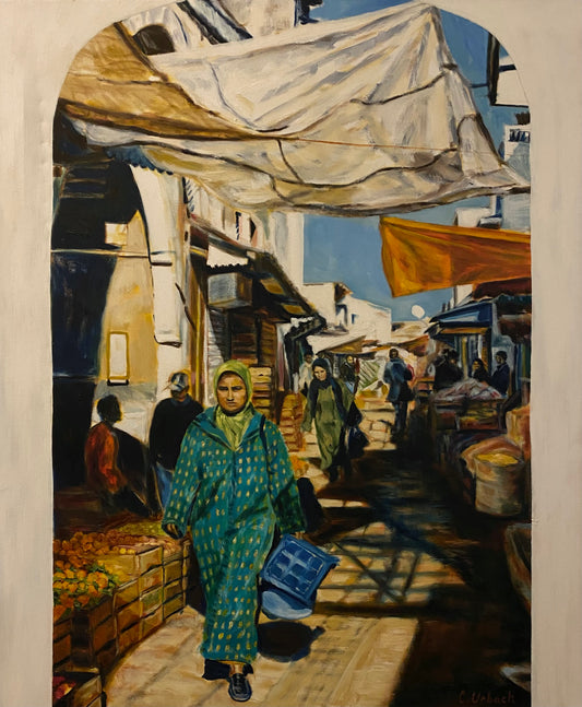 Rabat Market, Morocco, Oil on Regular Canvas, 36x30 inches (+ black float frame)