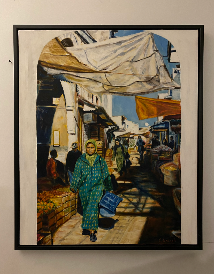 Rabat Market, Morocco, Oil on Regular Canvas, 36x30 inches (+ black float frame)