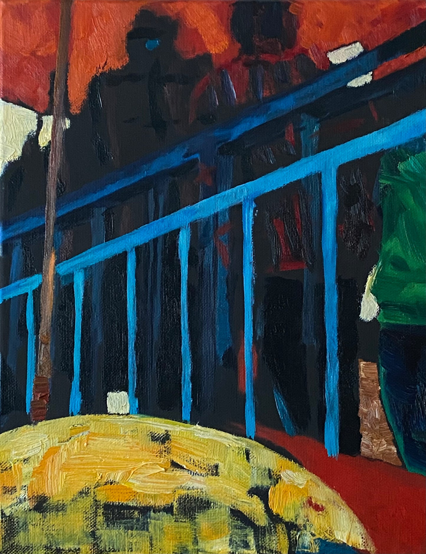 Sidewalk Café, Oil on Regular Canvas, 14x11 inches