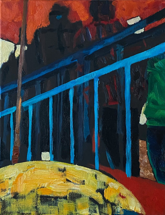 Sidewalk Café, Oil on Regular Canvas, 14x11 inches