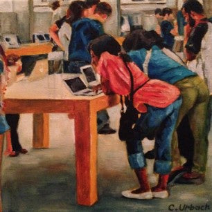 The Apple Store, Ottawa, 2014, Oil on Gallery Canvas, 8x8 inches