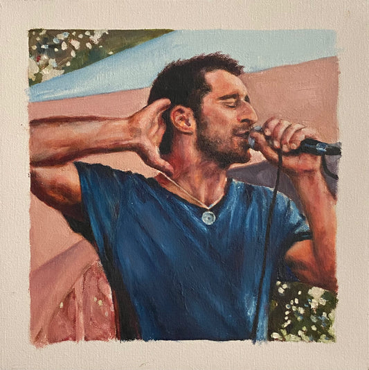 Felix Riebl--The Cat Empire, Ottawa Bluesfest 2013, Oil on Gallery Canvas, 10x10 inches